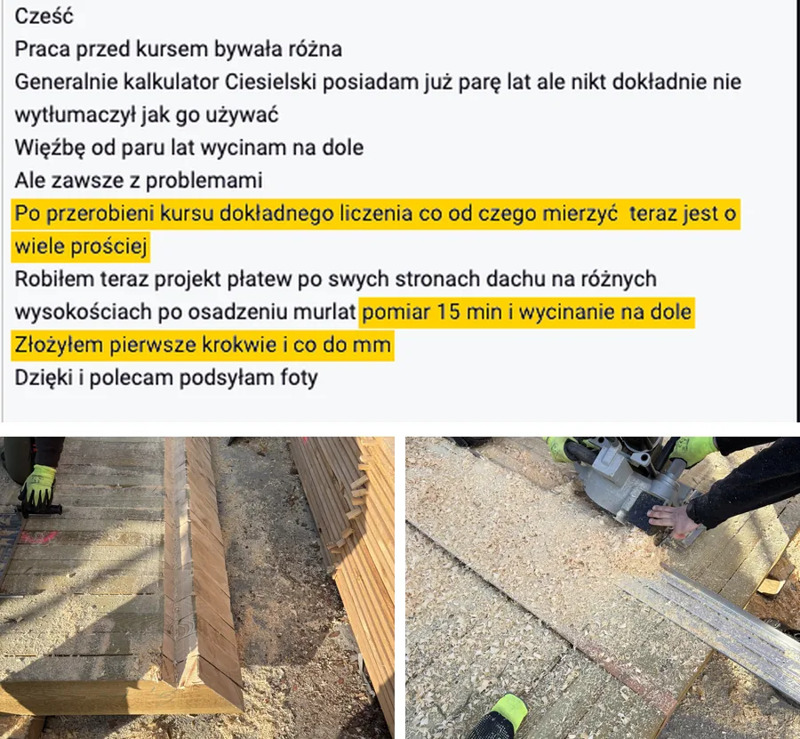 Opinia: pomiar 15 minut, wycinanie na dole, zdjęcia z budowy
